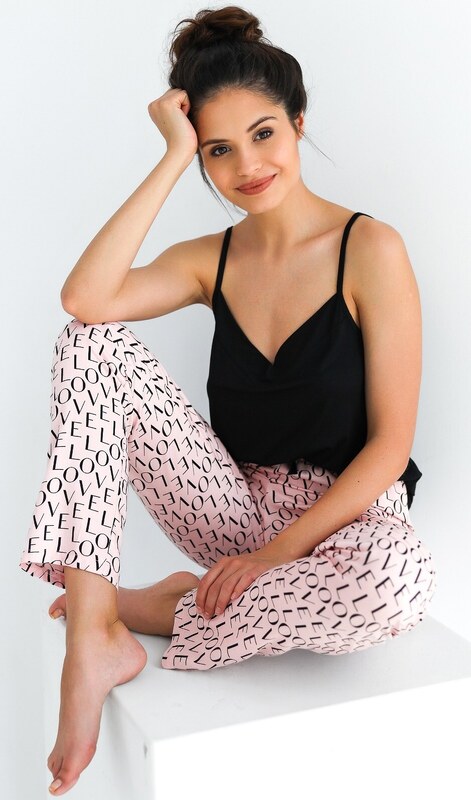 Sensis Paula fekete és rózsaszín pizsama w/r S-XL