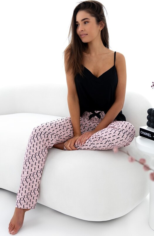 Sensis Paula fekete és rózsaszín pizsama w/r S-XL