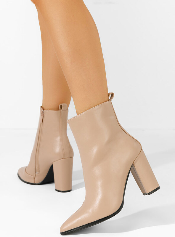 Zapatos Adalina bézs magassarkú bokacsizma