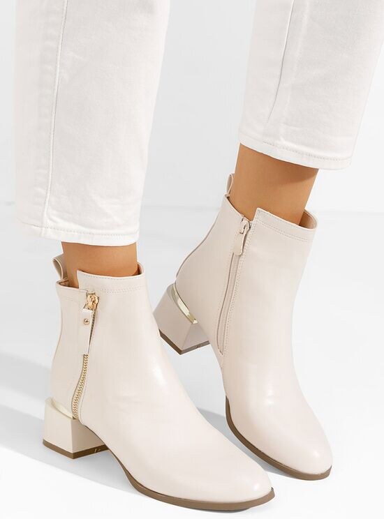 Zapatos Assisa bézs bokacsizma vastag sarokkal