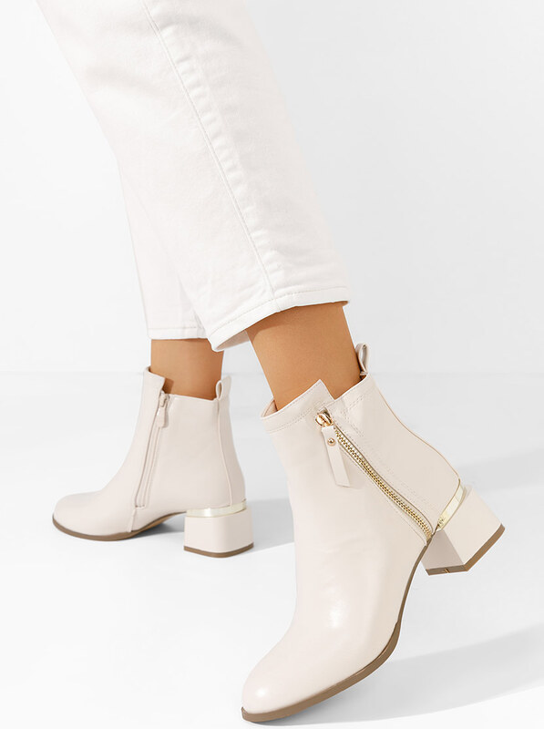 Zapatos Assisa bézs bokacsizma vastag sarokkal