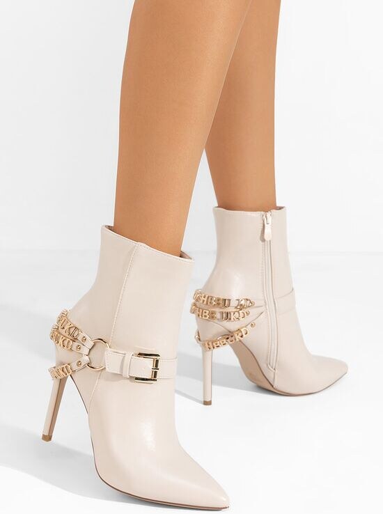 Zapatos Verena bézs tűsarkú bokacsizma