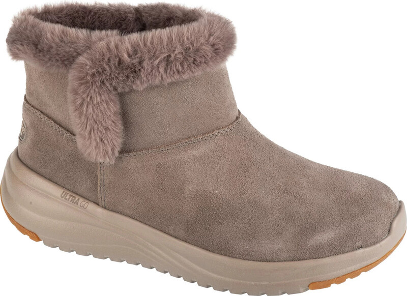 Barna női Skechers On-The-Go Stellar - Cozy Step Velúr téli bokacsizma 144775-DKTP