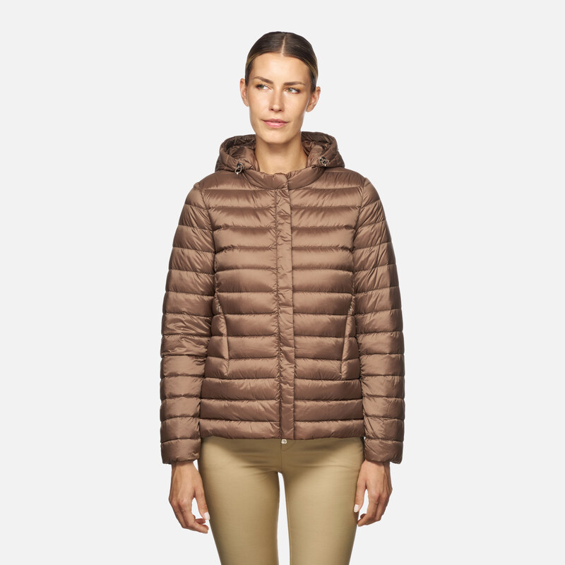 Dark Brown Women's Quilted Jacket Geox Jaysen - Women's