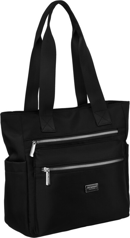 Peterson fekete női shopper táska ezüst részletekkel PTN CTY-06