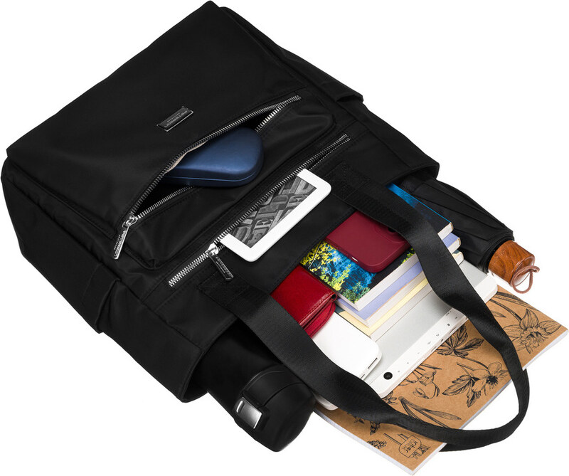 Peterson fekete női shopper táska ezüst részletekkel PTN CTY-06