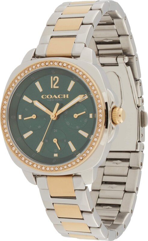 COACH Analóg órák 'Kitt' arany / sötétzöld / ezüst