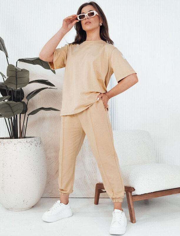 BASIC Bézs színű póló és tréningruha szett RIZNA AY1035