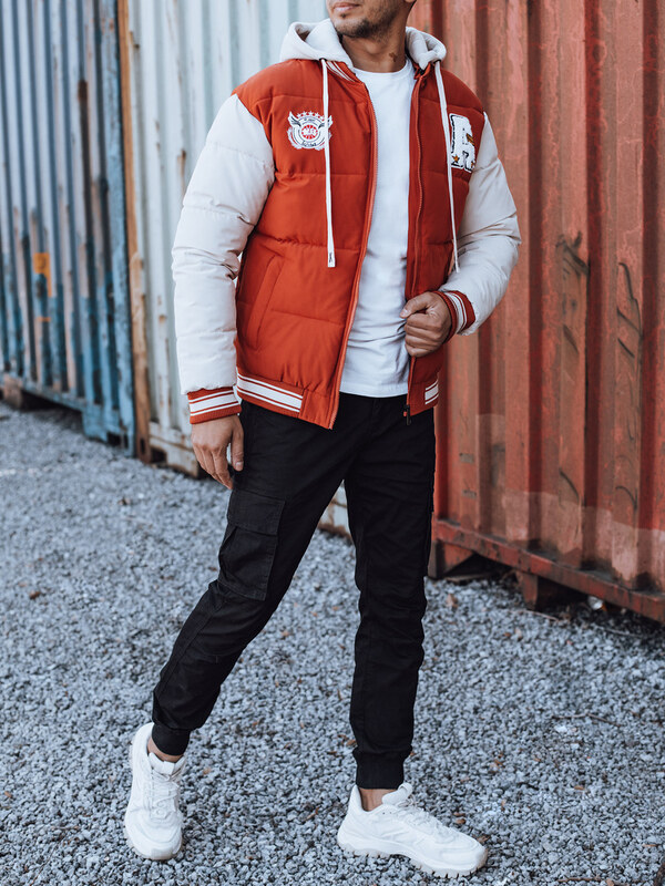 BASIC Férfi piros téli dzseki kapucnival TX4877