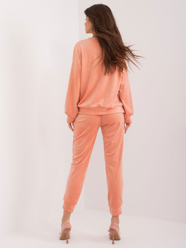 ITALY MODA Őszibarack színű velúr szett masnival DHJ-KMPL-8870.59-peach