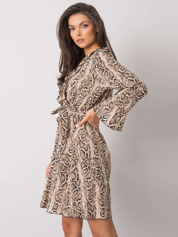 ITALY MODA Bézs ruha kígyóbőr utánzattal -DHJ-SK-13891B.07P-beige