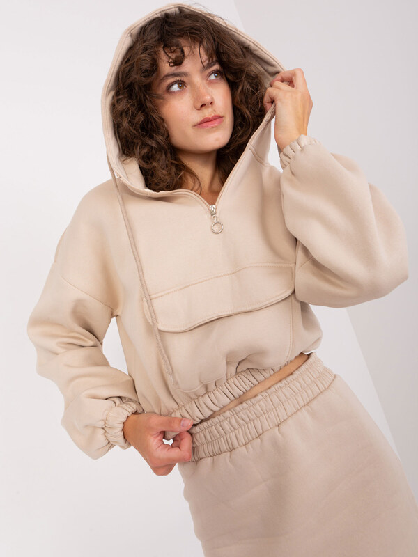 BASIC Női bézs pulóver és szoknya szett -EM-KMPL-705.25-beige