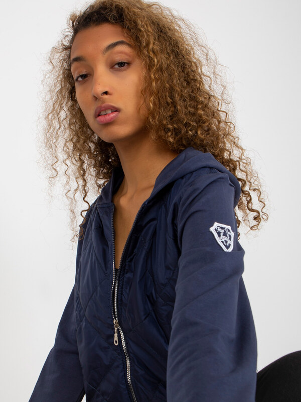 RUE PARIS Sötétkék steppelt bomber kabát RV-BL-8226.11X-dark blue