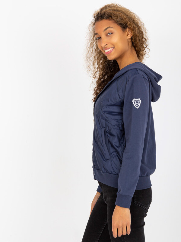 RUE PARIS Sötétkék steppelt bomber kabát RV-BL-8226.11X-dark blue