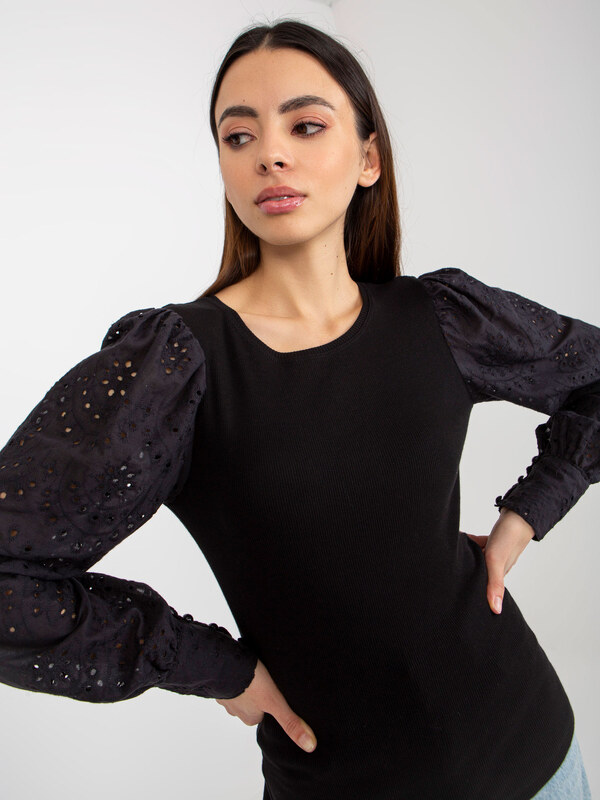 BASIC Fekete blúz díszes ujjakkal TW-BZ-OB-046.62P-black