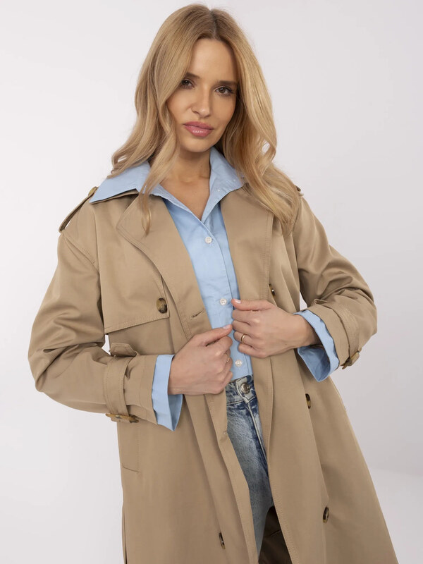 BASIC Bézs női trench kabát NM-PL-DD0369-C.81-dark beige