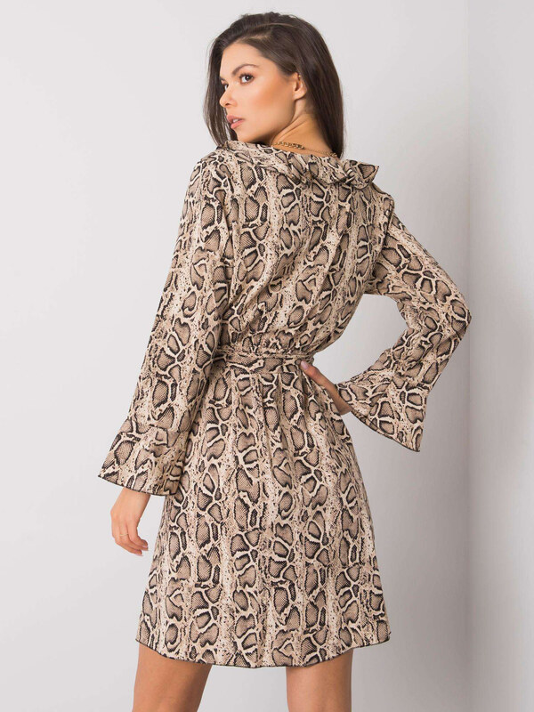 ITALY MODA Bézs ruha kígyóbőr utánzattal -DHJ-SK-13891B.07P-beige