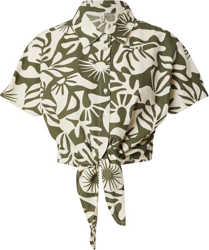 ONLY Blúz 'ONLJAKIRI LINEN' elefántcsont / olíva