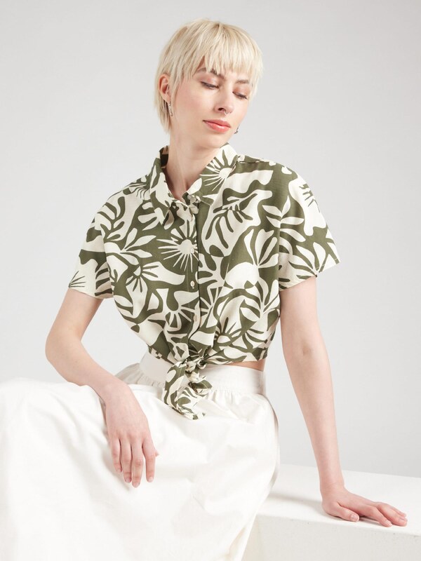 ONLY Blúz 'ONLJAKIRI LINEN' elefántcsont / olíva