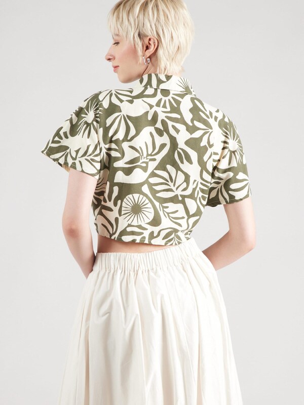 ONLY Blúz 'ONLJAKIRI LINEN' elefántcsont / olíva