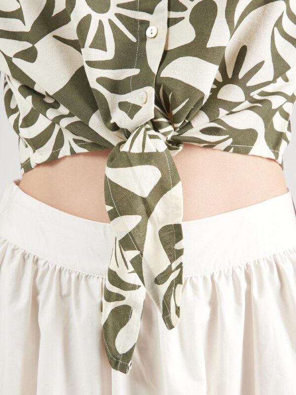 ONLY Blúz 'ONLJAKIRI LINEN' elefántcsont / olíva