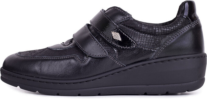 Vlnka Női tépőzáras bőr félcipő Stella, fekete felnőtt cipő