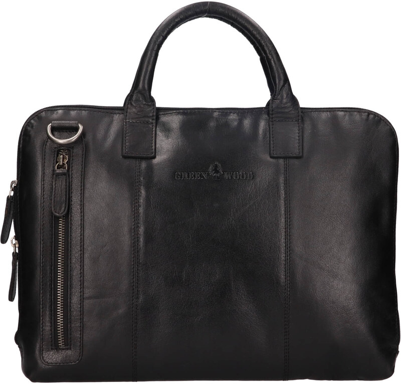 Greenwood Bern bőr laptop táska - fekete