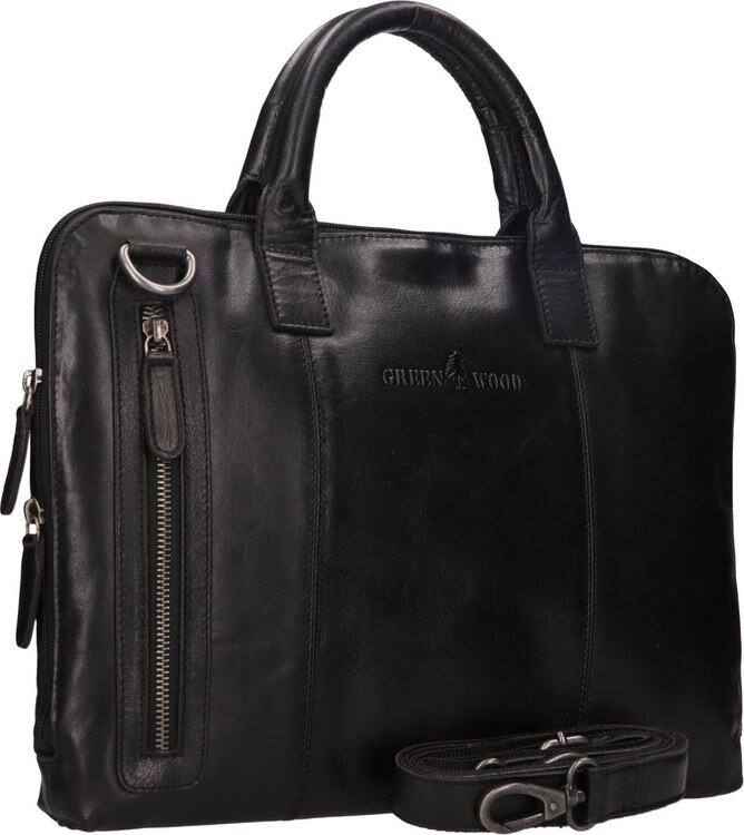 Greenwood Bern bőr laptop táska - fekete