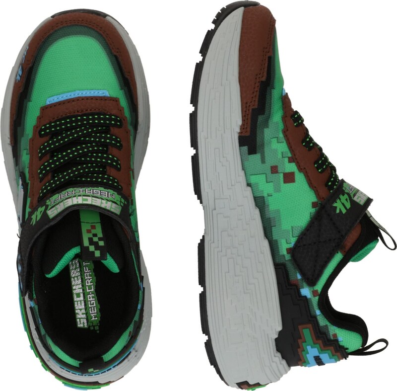 SKECHERS Sportcipő 'MEGA-CRAFT 4K' barna / szürke / zöld / fekete