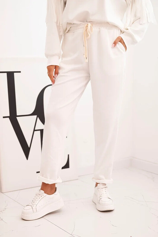 Kesi Krémszínű női viszkóz melegítő S rojtos ujjakkal