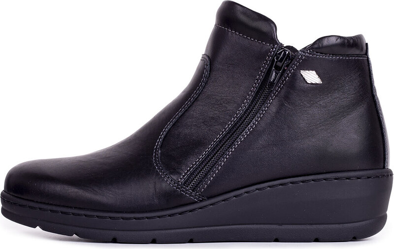 Vlnka Női cipzáras bőr bokacipő Marcella, fekete felnőtt cipő