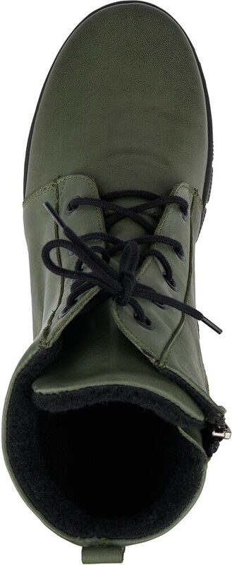 Vlnka Zoe női bőr csizma gyapjú filccel, zöld felnőtt cipő