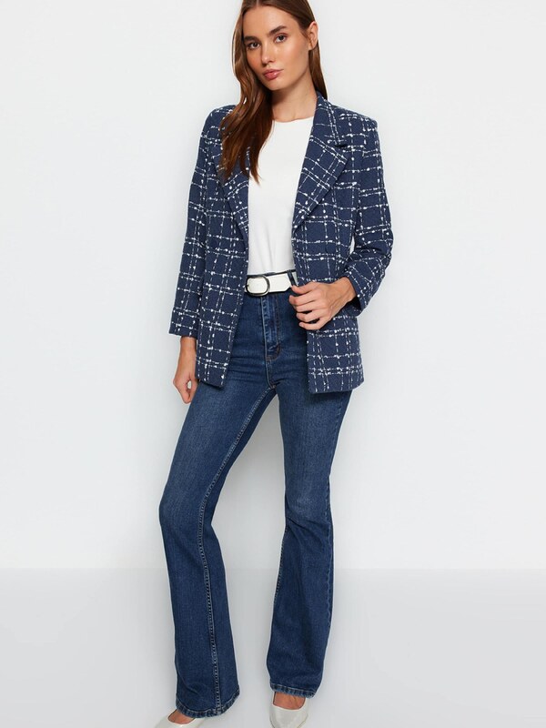 Trendyol Blézer indigó / fehér