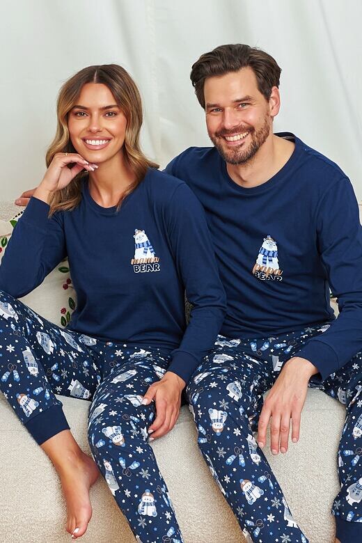 DN Nightwear Papa Bear férfi pizsama, sötétkék
