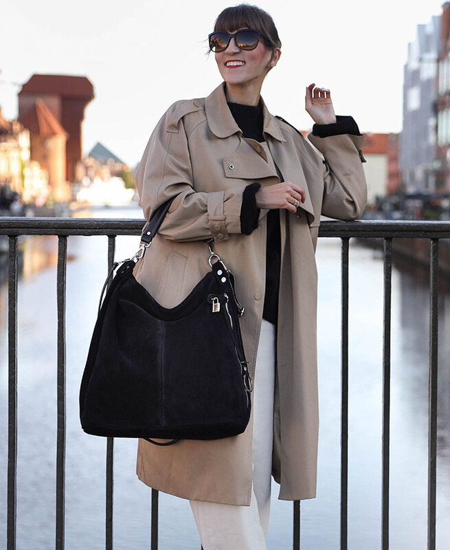 BASIC MAZZINI - Fekete női bőr kézitáska (s92aa)