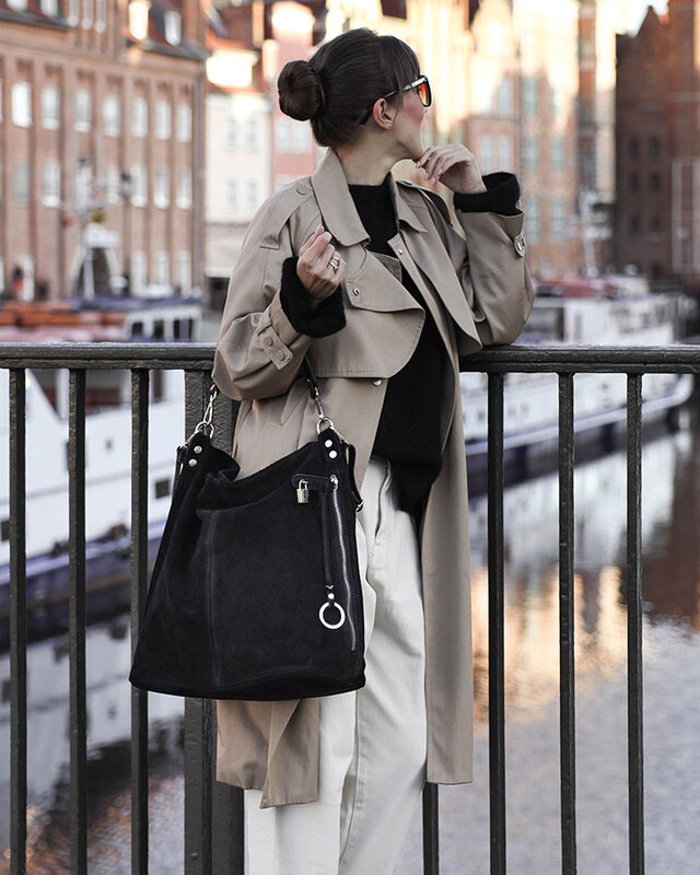 BASIC MAZZINI - Fekete női bőr kézitáska (s92aa)