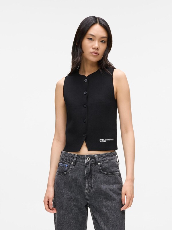 KARL LAGERFELD JEANS Kötött mellény fekete / fehér