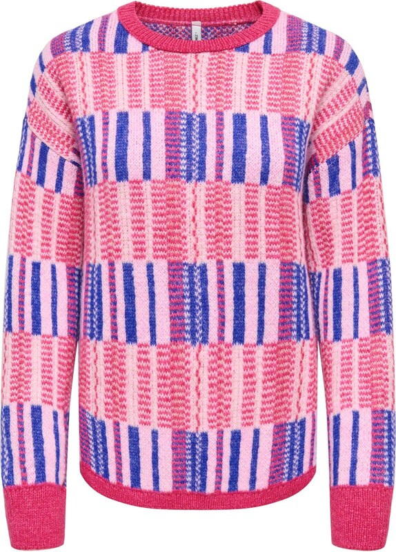 ONLY Pulóver 'ONLIRIS' királykék / rózsaszín / világos-rózsaszín