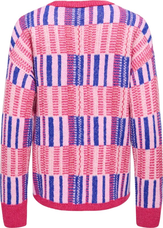 ONLY Pulóver 'ONLIRIS' királykék / rózsaszín / világos-rózsaszín