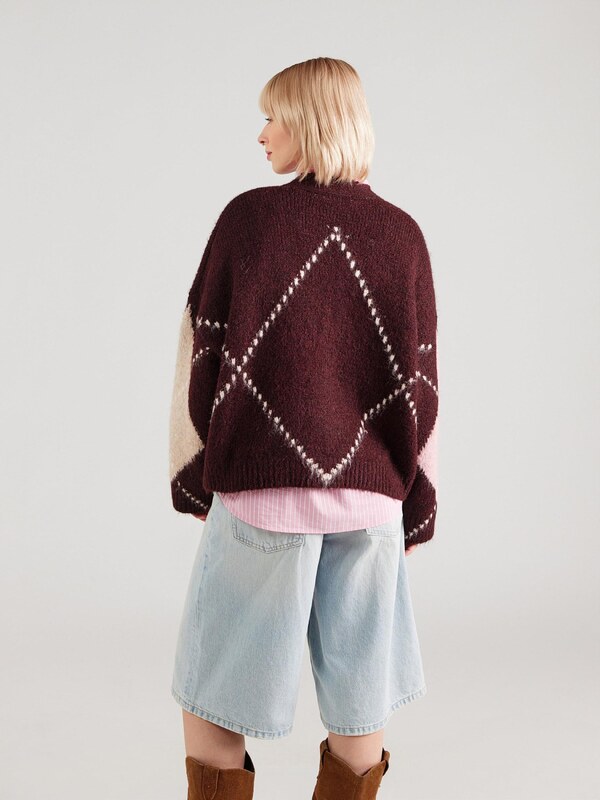 Noella Kardigán 'Laiana' rózsaszín / borvörös / fehér