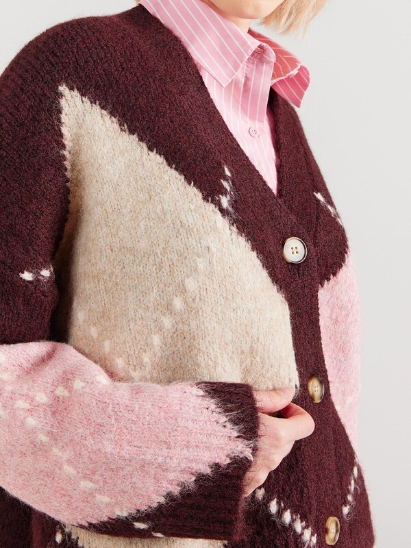 Noella Kardigán 'Laiana' rózsaszín / borvörös / fehér