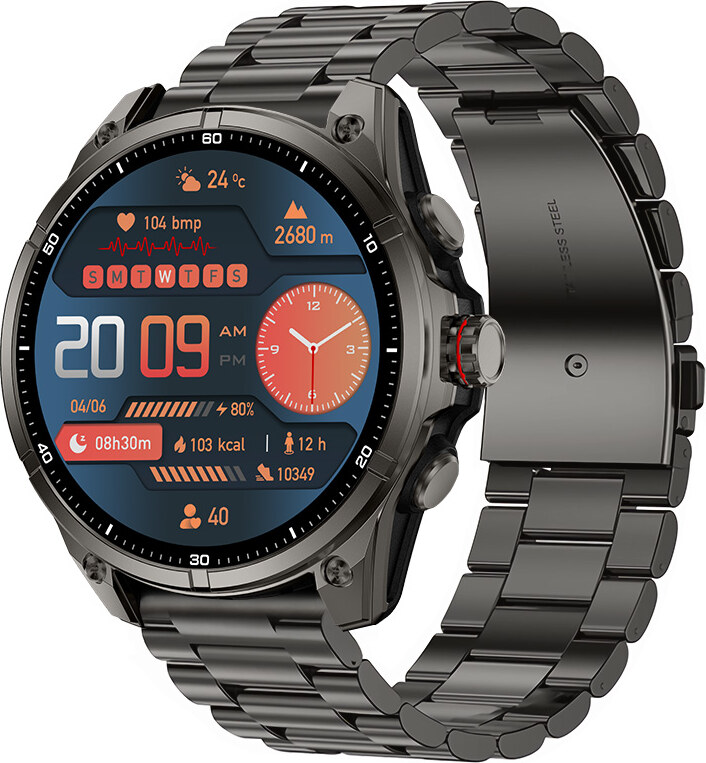 Madvell Onyx 3 GPS-szel fekete okosóra fém szíjjal + szilikon szíjjal