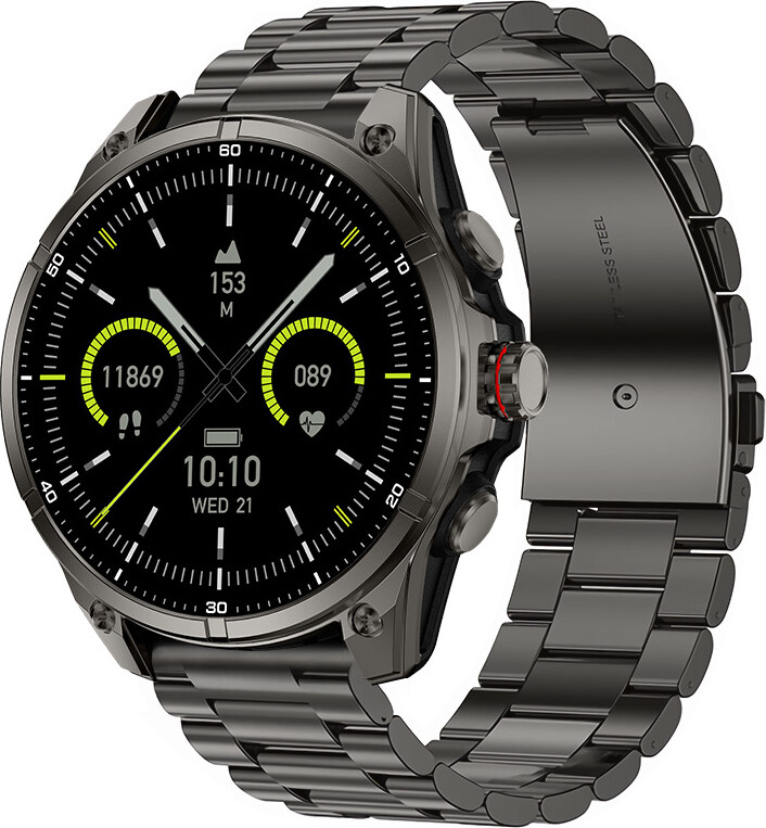 Madvell Onyx 3 GPS-szel fekete okosóra fém szíjjal + szilikon szíjjal