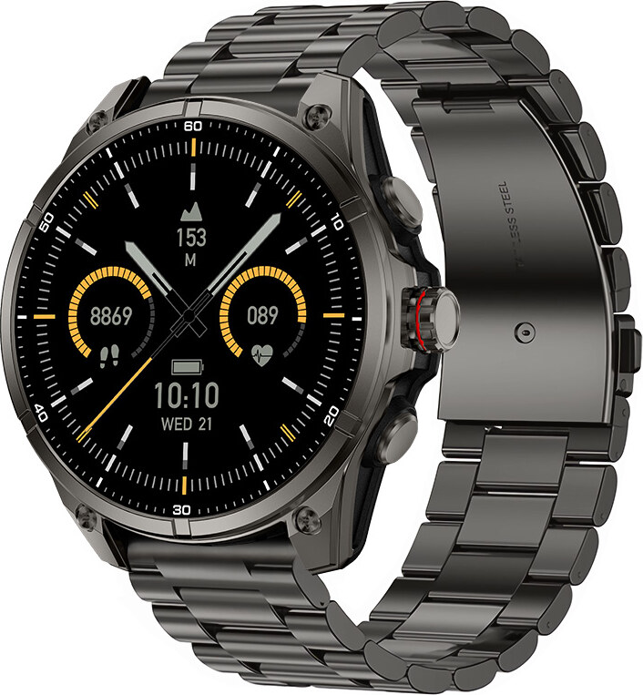 Madvell Onyx 3 GPS-szel fekete okosóra fém szíjjal + szilikon szíjjal