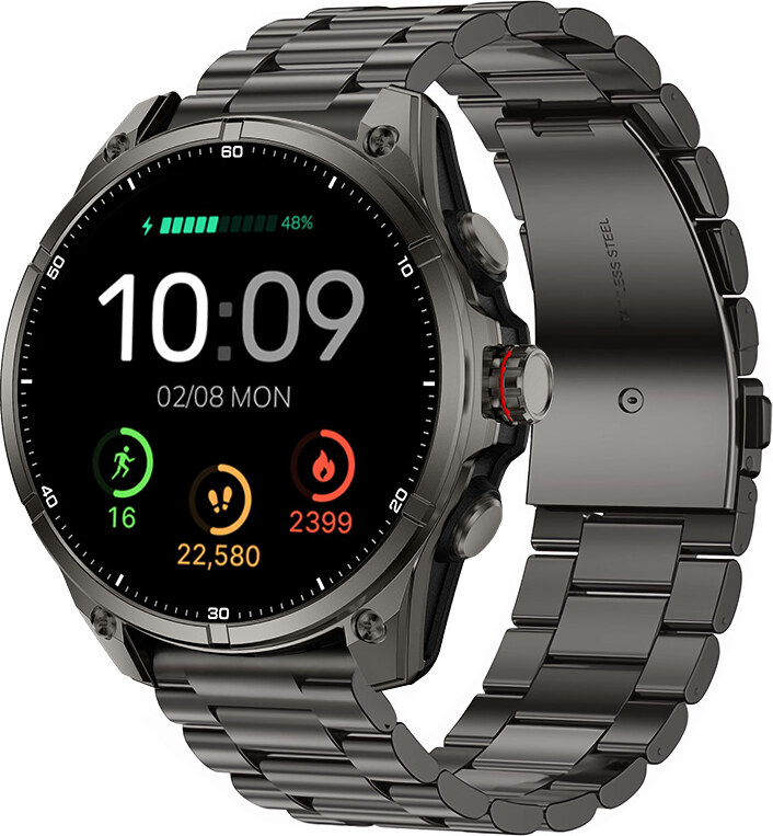 Madvell Onyx 3 GPS-szel fekete okosóra fém szíjjal + szilikon szíjjal