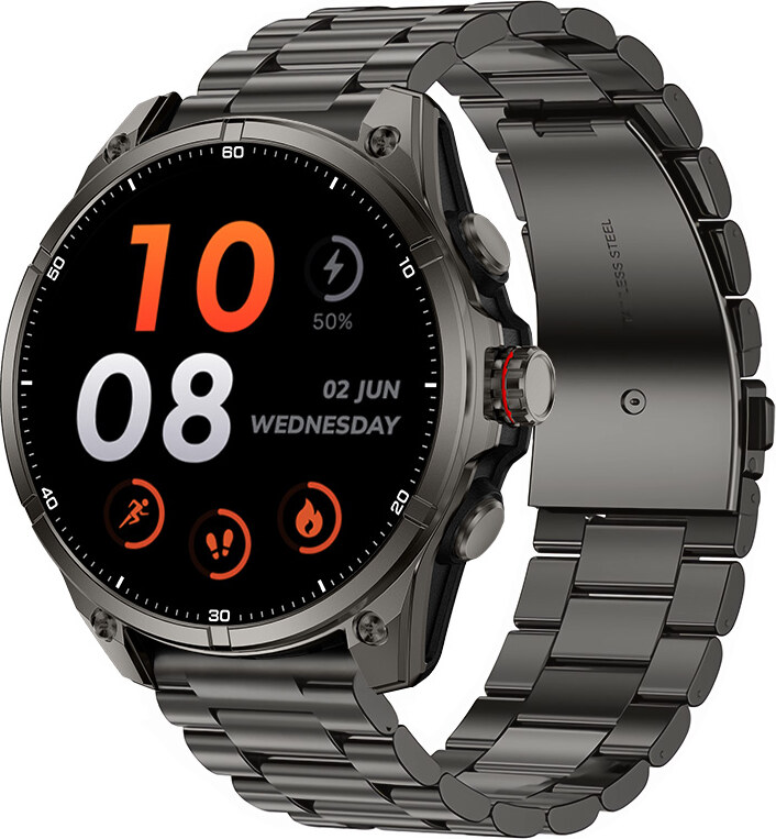 Madvell Onyx 3 GPS-szel fekete okosóra fém szíjjal + szilikon szíjjal