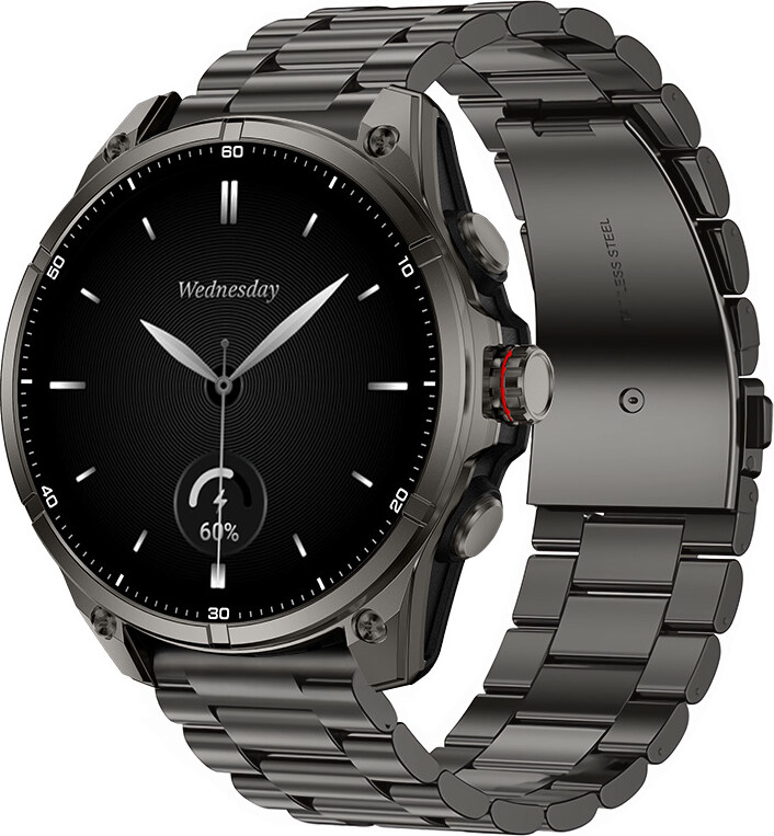 Madvell Onyx 3 GPS-szel fekete okosóra fém szíjjal + szilikon szíjjal