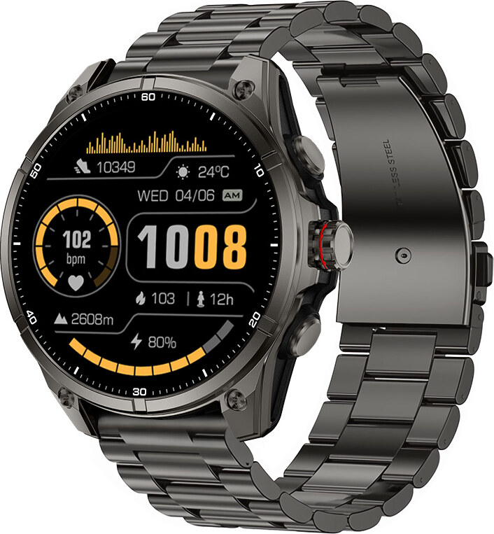 Madvell Onyx 3 GPS-szel fekete okosóra fém szíjjal + szilikon szíjjal