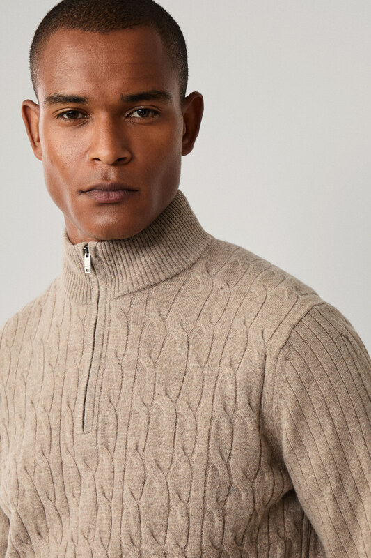 PULÓVER HACKETT LONDON LAMBSWOOL CABLE HZIP