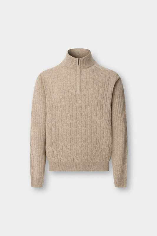 PULÓVER HACKETT LONDON LAMBSWOOL CABLE HZIP